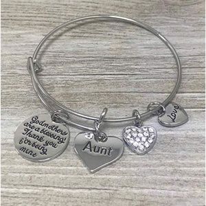 Aunt Godmother Charm Bangle Bracelet- Baptism